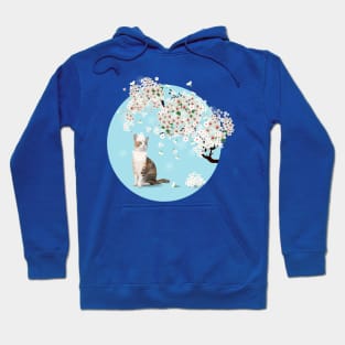 White Cherry Blossom Kitty Hoodie